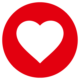 Ein weißes Herz-Icon auf rotem Hintergrund